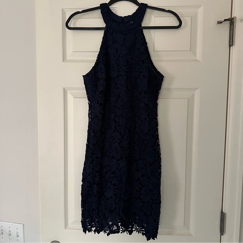 Elegant Navy Lace Dress
